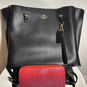 Coach Large Black and Red Purse and Wallet